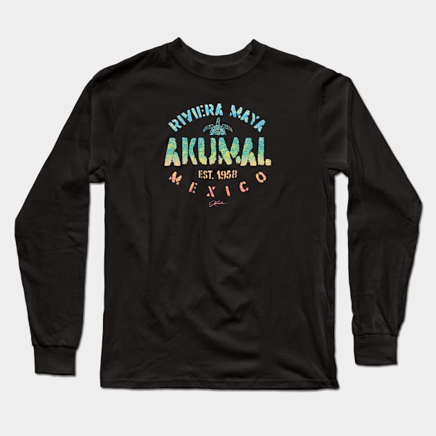 Akumal, Riviera Maya, Mexico with Sea Turtle Long Sleeve T-Shirt by jcombs